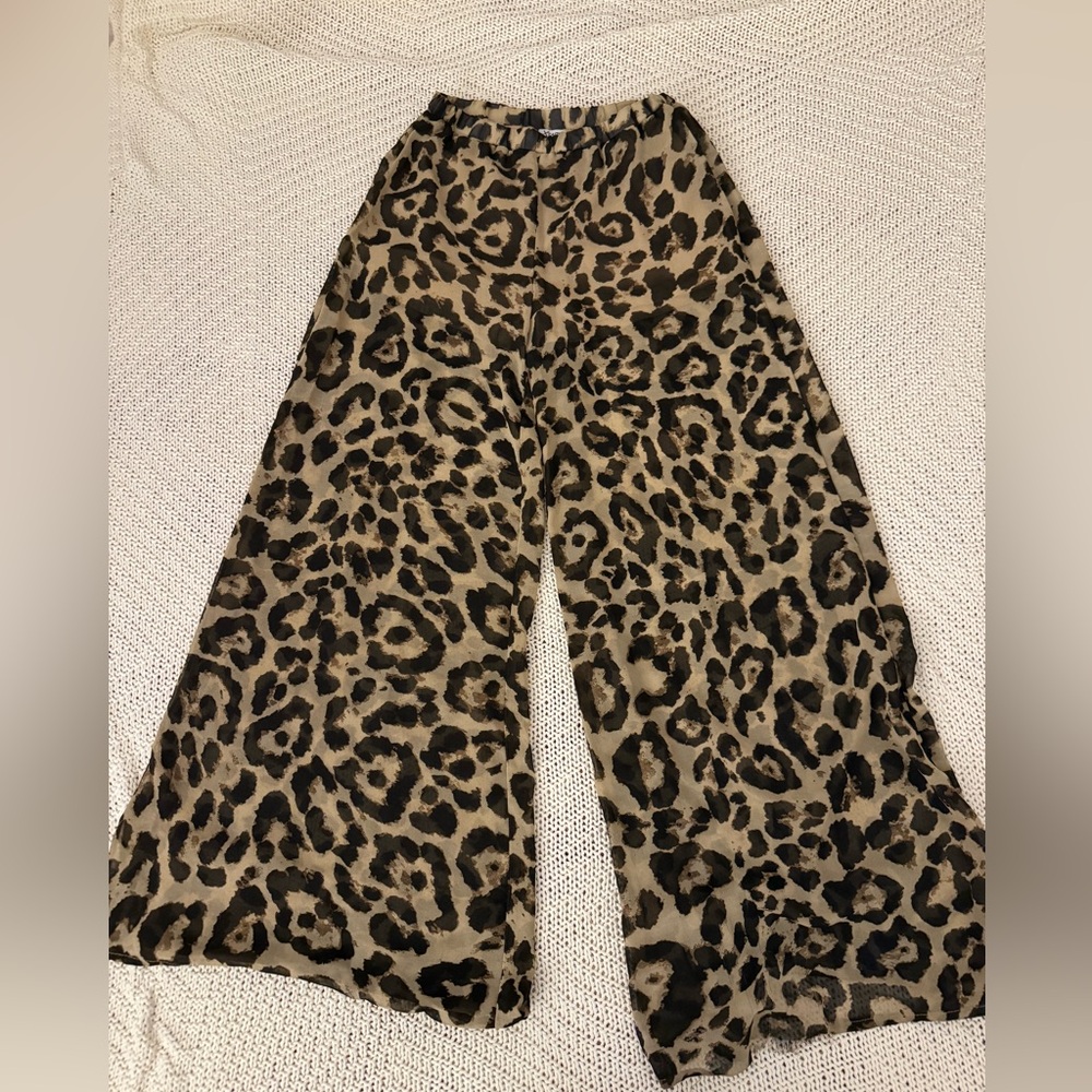 Leopard Beach Cover Up Palazzo Pant